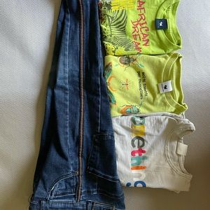 Zara denim pants. Size 3-4 and t-shirts also 100 cotton